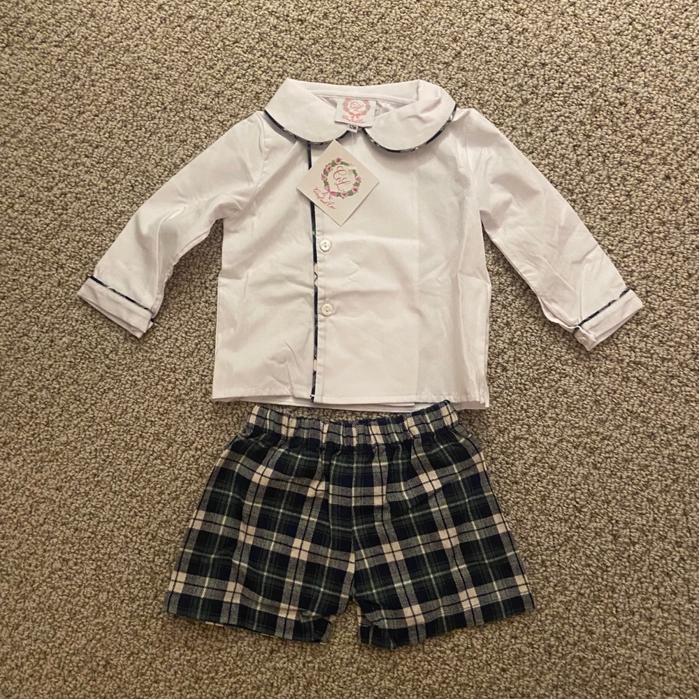 Cecil & Lou Navy and Green Plaid Flannel Set 🎄